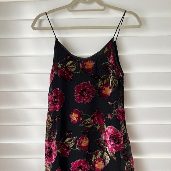 NWT XXS Francesca's Mi Ami Y2K Burnout Velvet Floral Sleeveless Mini Dress Black - Picture 3 of 6